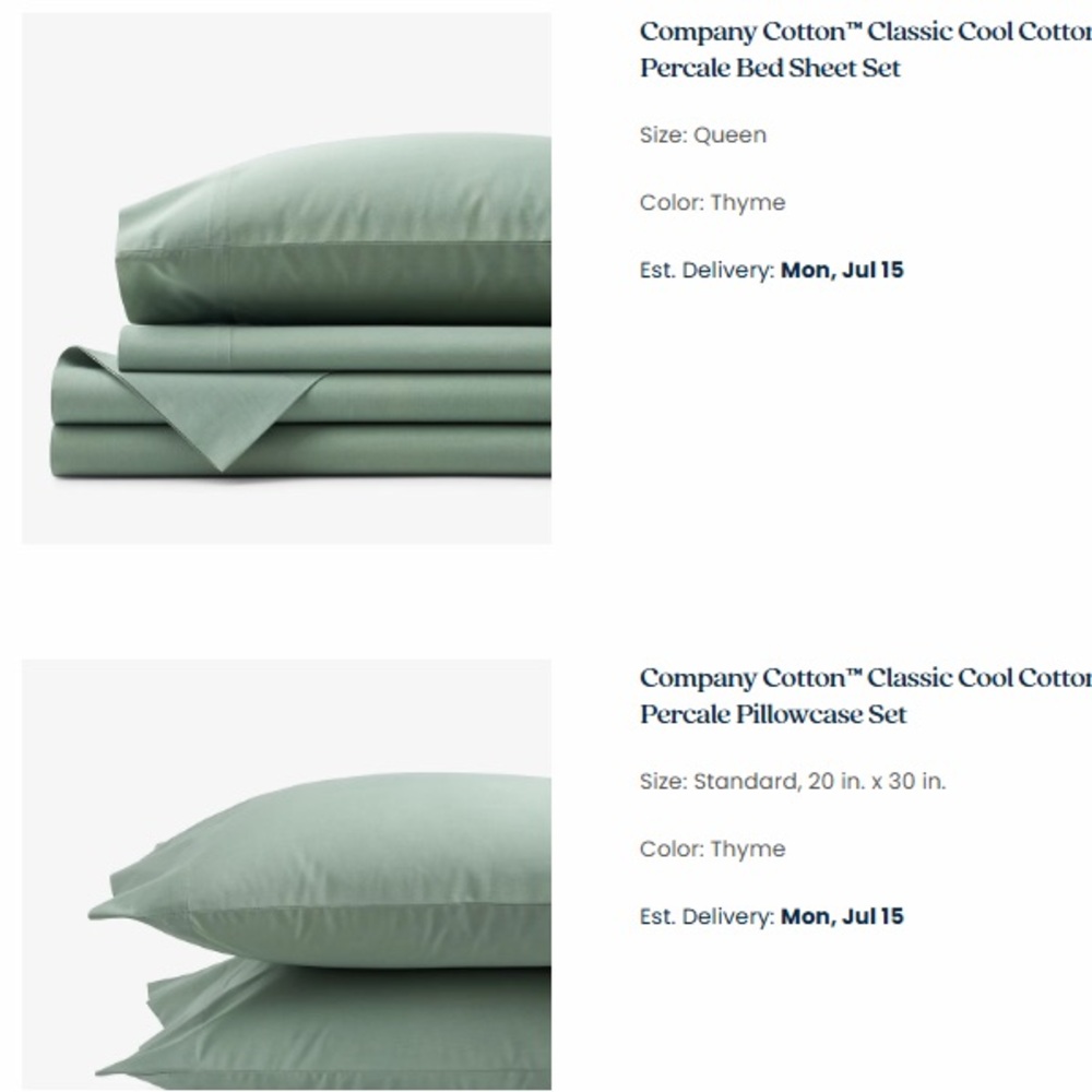 The Company Store Sage Green Cotton Bedding